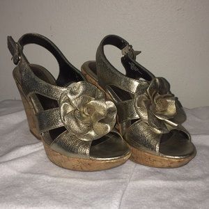 Soft cork wedges gold...pretty!
